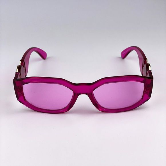 Versace VE4361 5334/5 Sunglasses Medusa Biggie Transparent Pink Rectangle Unisex - Picture 9 of 14